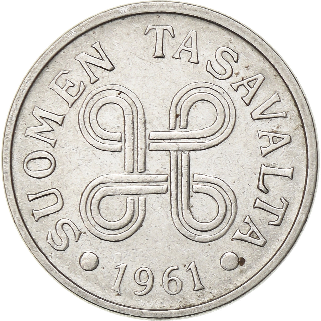 Finlandia, 5 Markkaa, 1961, Ferro placcato nichel, BB+, KM:37a