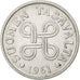 Finlandia, 5 Markkaa, 1961, Ferro placcato nichel, BB+, KM:37a