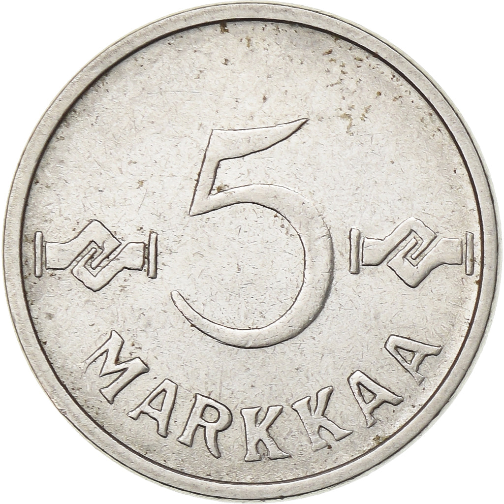 Finlandia, 5 Markkaa, 1961, Ferro placcato nichel, BB+, KM:37a