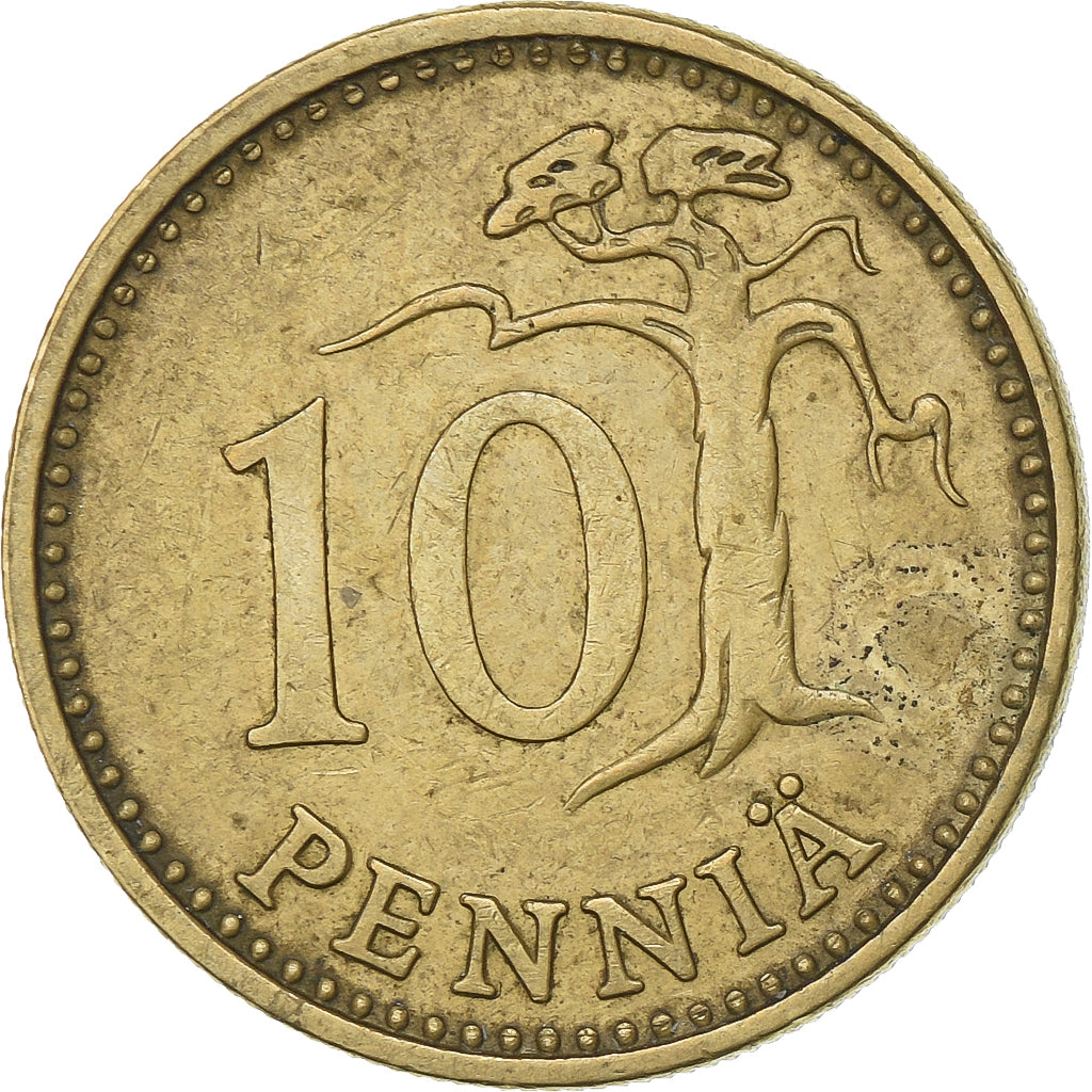 Finlandia, 10 Pennia, 1971, Alluminio-bronzo, BB, KM:46