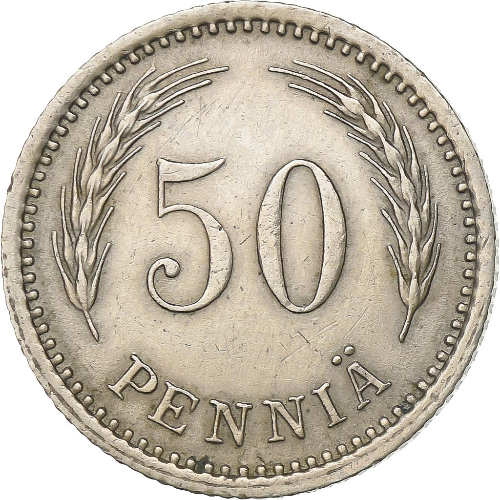 Finland, 50 Penniä, 1921, Copper-nickel, AU(50-53), KM:26