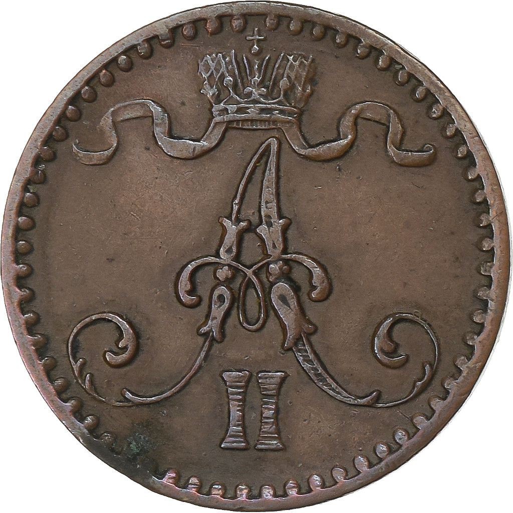 Finlândia, Alexander II, Penni, 1865, Cobre, EF(40-45), KM:1.1