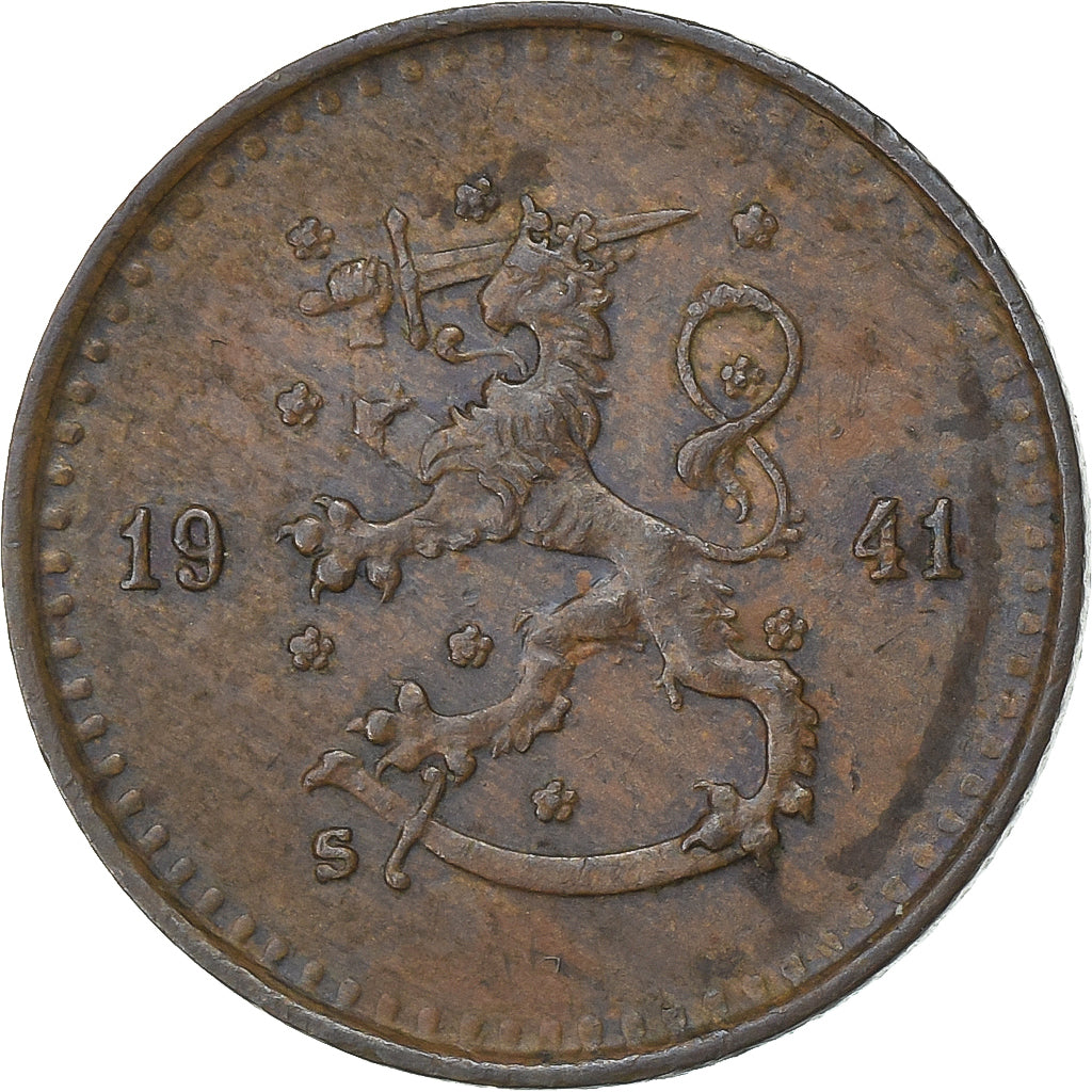 Finlandia, 25 Penniä, 1941, Rame, BB+, KM:25a