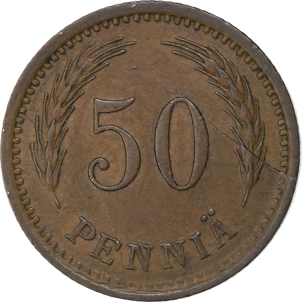 Finlândia, 50 Penniä, 1941, Cobre, AU(50-53), KM:26a