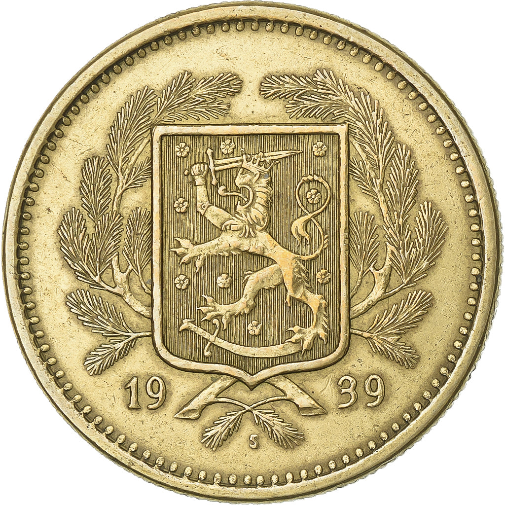 Finlândia, 20 Markkaa, 1939, Alumínio-Bronze, AU(50-53), KM:32