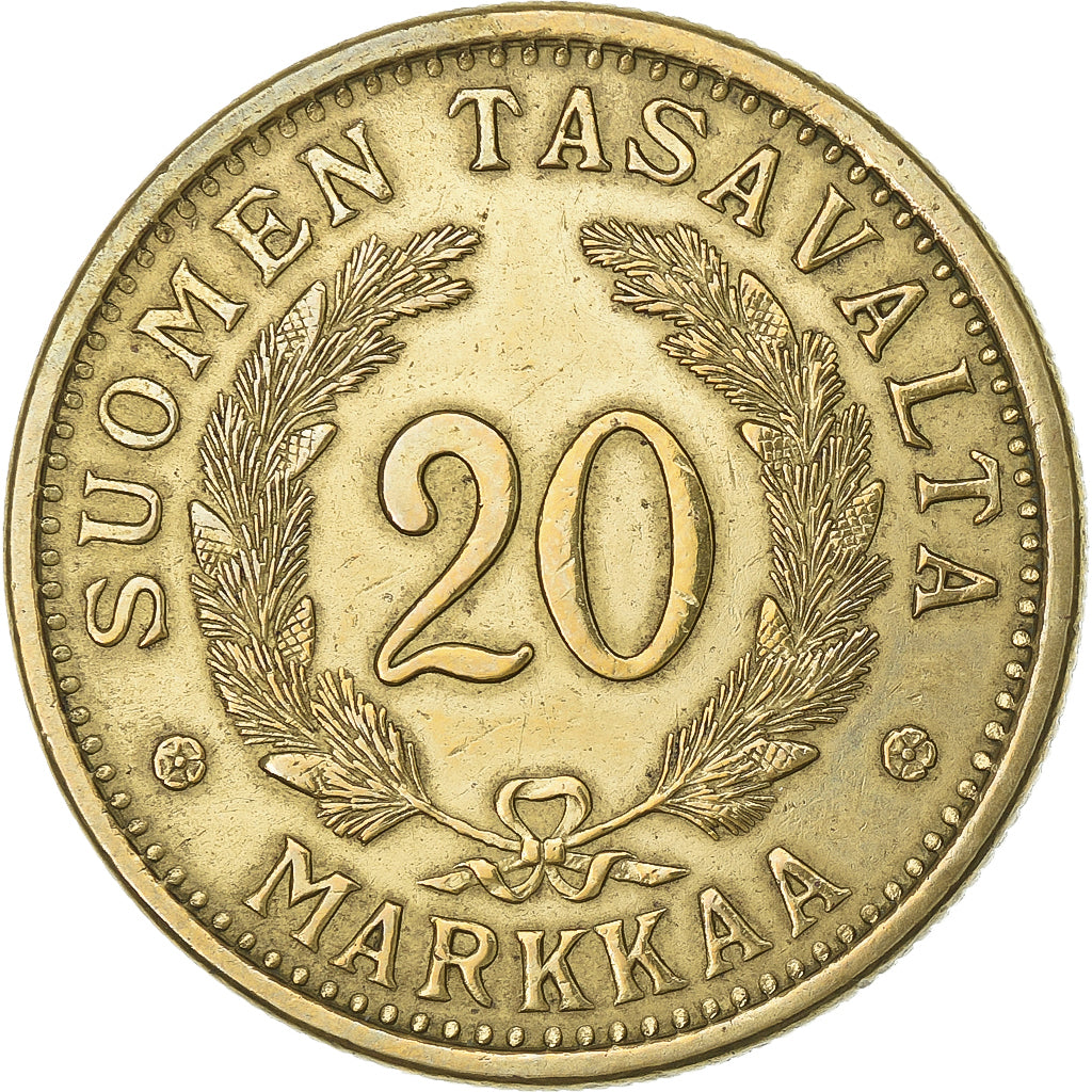 Finland, 20 Markkaa, 1939, Aluminum-Bronze, AU(50-53), KM:32