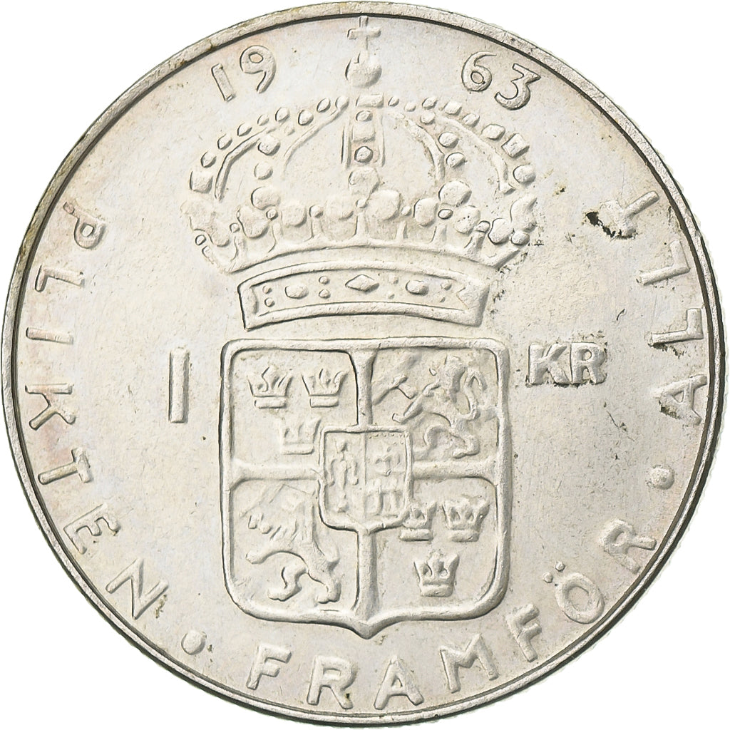 Zweden, Gustaf VI, Krona, 1963, Zilver, PR, KM:826
