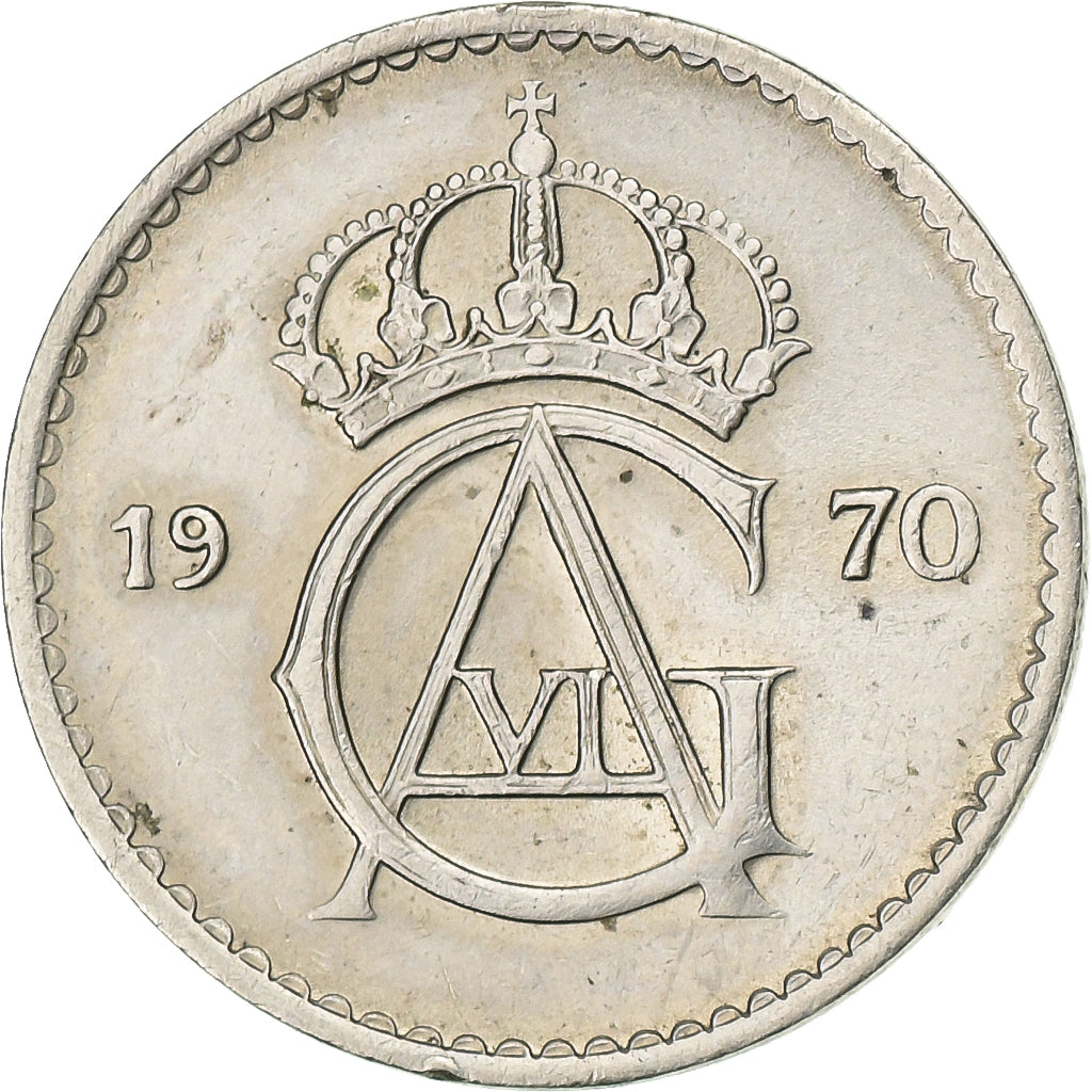 Schweden, Gustaf VI, 10 Öre, 1970, Kupfer-Nickel, SS, KM:835