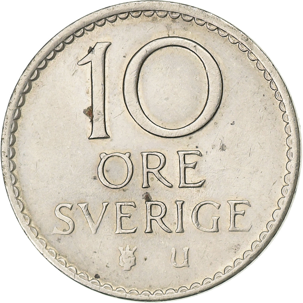 Schweden, Gustaf VI, 10 Öre, 1970, Kupfer-Nickel, SS, KM:835
