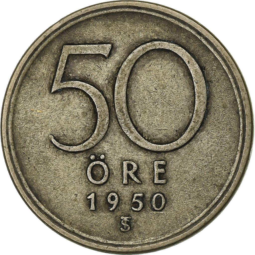 Schweden, Gustaf V, 50 Öre, 1950, Silber, SS, KM:817