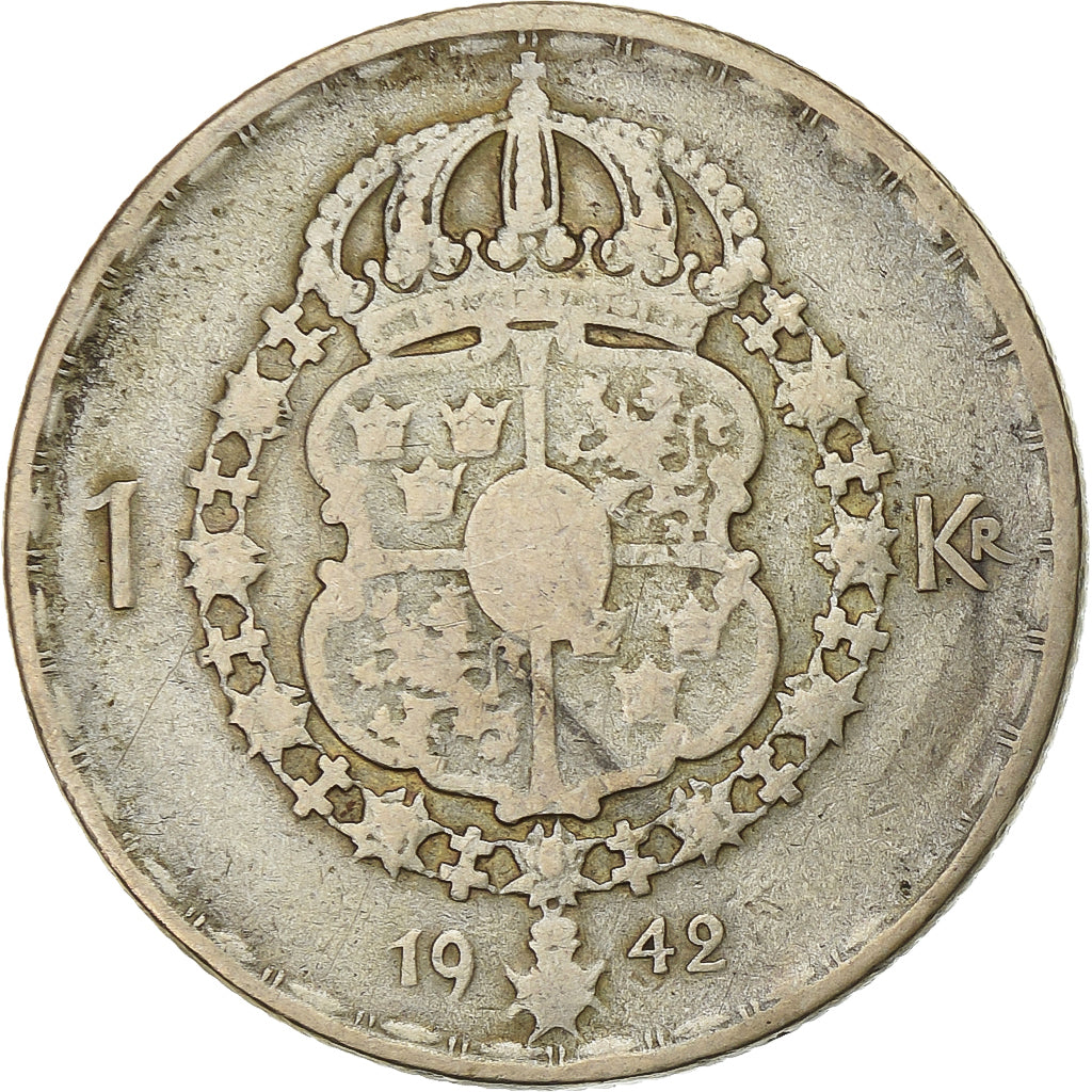 Suède, Gustaf V, Krona, 1942, Argent, TTB, KM:814