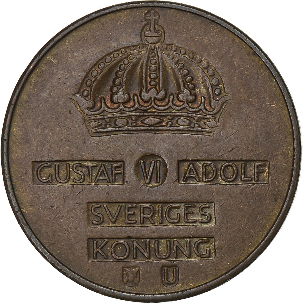 Suède, Gustaf VI, 5 Öre, 1963, Bronze, SUP, KM:822