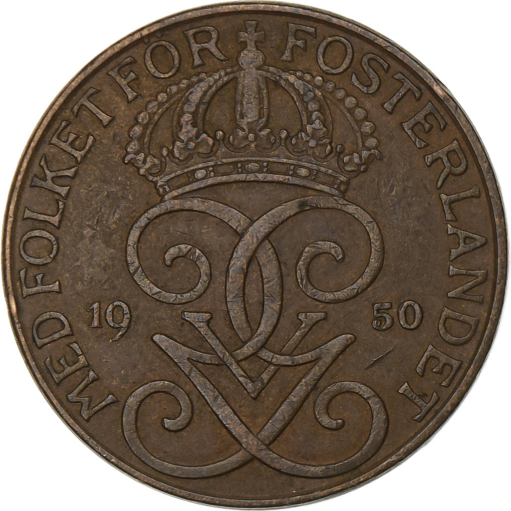 Sweden, Gustaf V, 5 Öre, 1950, Bronze, AU(50-53), KM:779.2