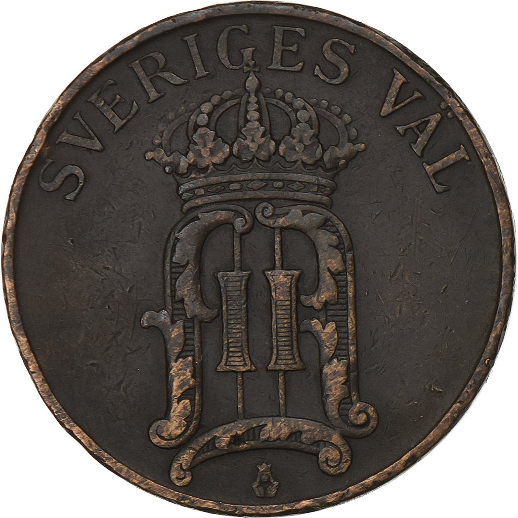 Suède, Oscar II, 5 Öre, 1907, Bronze, TTB, KM:770