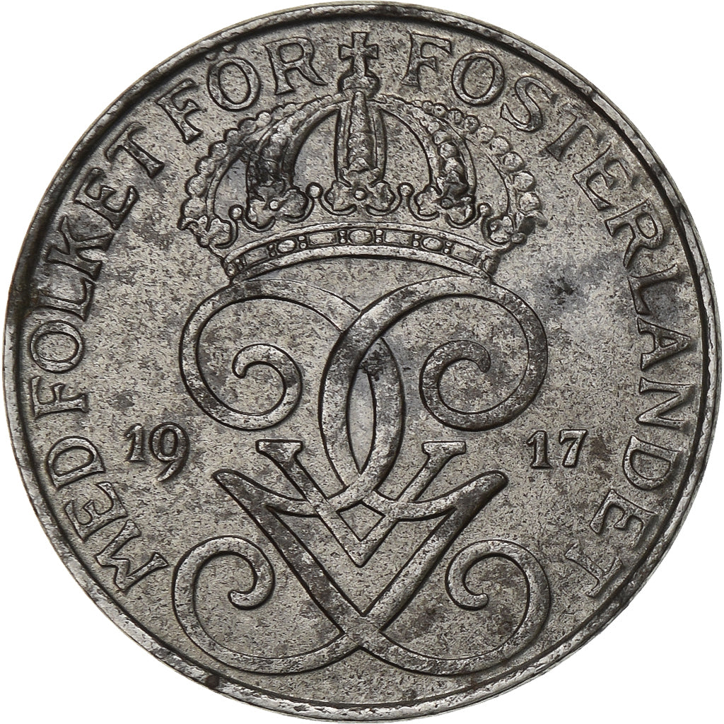 Sweden, Gustaf V, 5 Öre, 1917, Iron, EF(40-45), KM:791