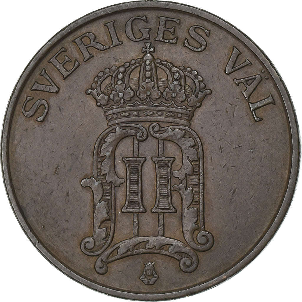 Schweden, Oscar II, 2 Öre, 1907, Bronze, SS+, KM:769