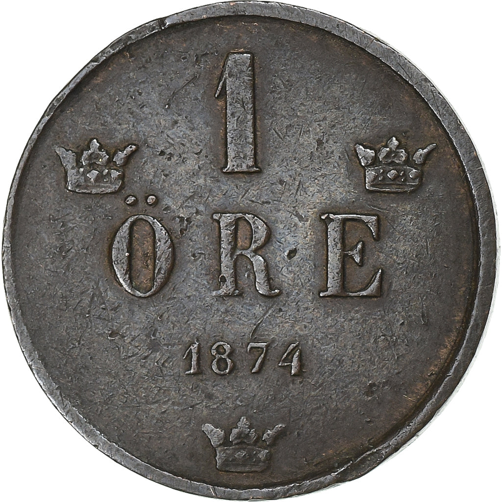 Schweden, Oscar II, Ore, 1874, Bronze, SS, KM:734
