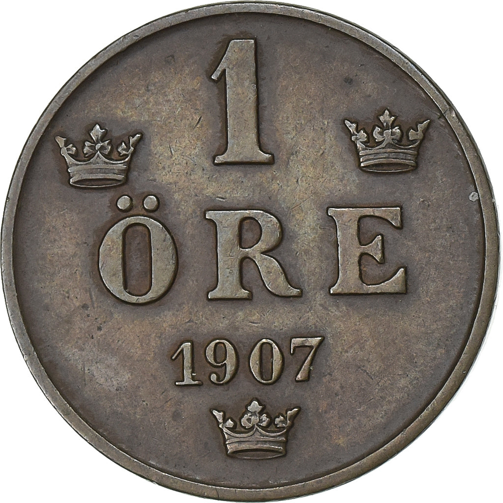 Zweden, Oscar II, Ore, 1907, Bronzen, ZF+, KM:768