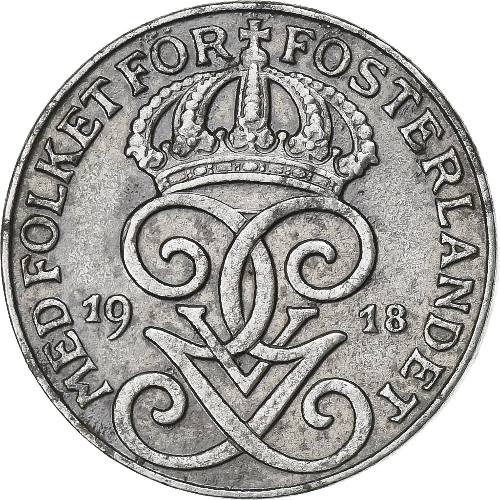 Sweden, Gustaf V, Ore, 1918, Iron, EF(40-45), KM:789