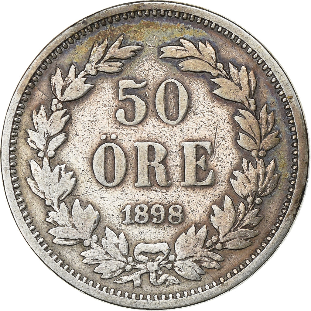 Sweden, Oscar II, 50 Öre, 1898, Silver, EF(40-45), KM:740