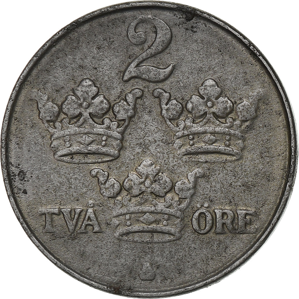 Sweden, Gustaf V, 2 Öre, 1918, Iron, EF(40-45), KM:790