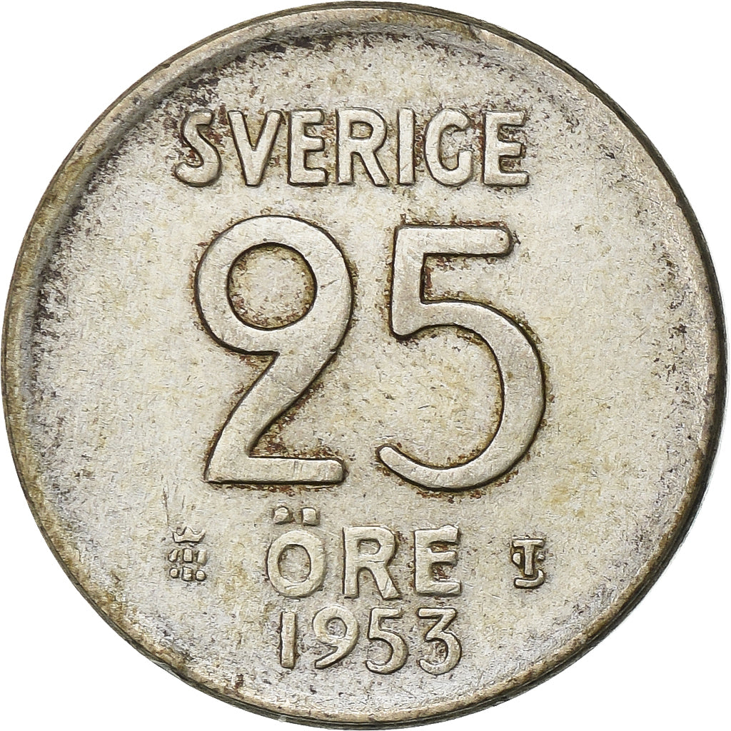 Suède, Gustaf VI, 25 Öre, 1953, Argent, TTB, KM:824