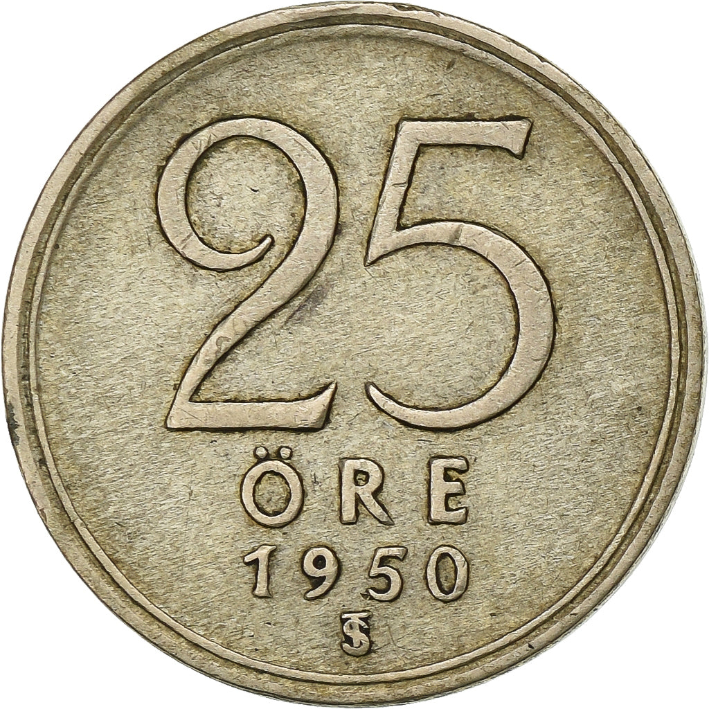 Suède, Gustaf V, 25 Öre, 1950, Argent, TTB, KM:816