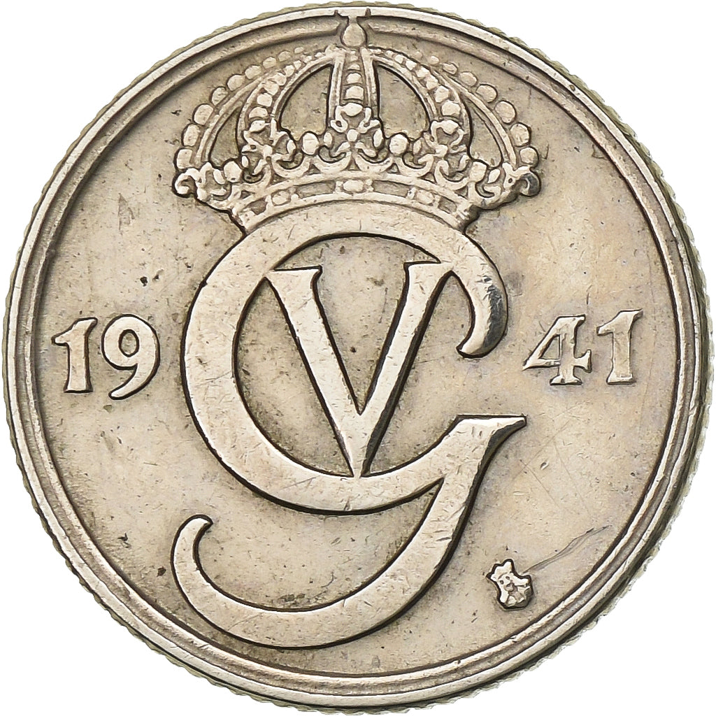 Suède, Gustaf V, 10 Öre, 1941, Nickel-Bronze, TTB, KM:795