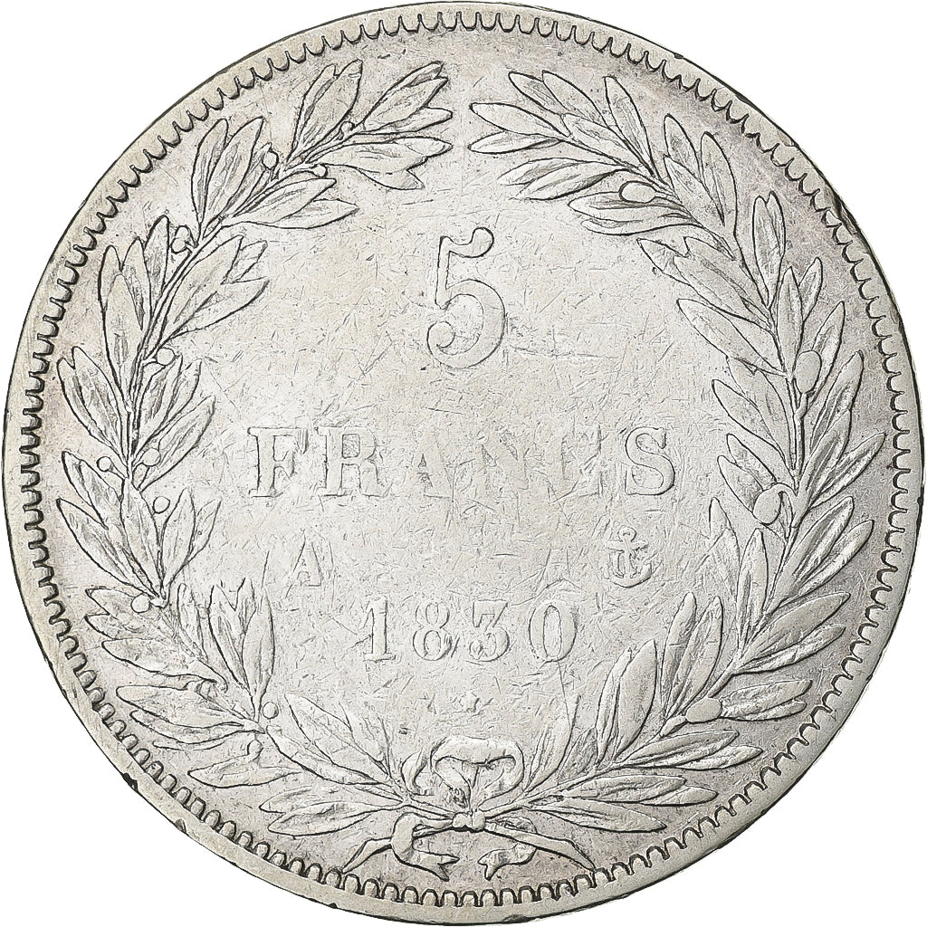 France, Louis-Philippe, 5 Francs, 1830, Paris, Sans le I, Argent, TB+
