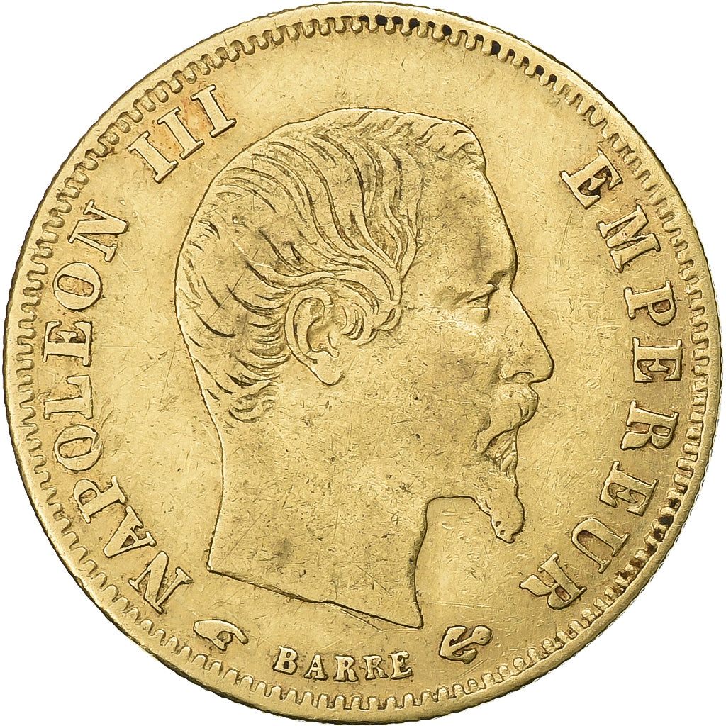 França, Napoleon III, 5 Francs, 1857, Paris, Dourado, VF(30-35), Gadoury:1001