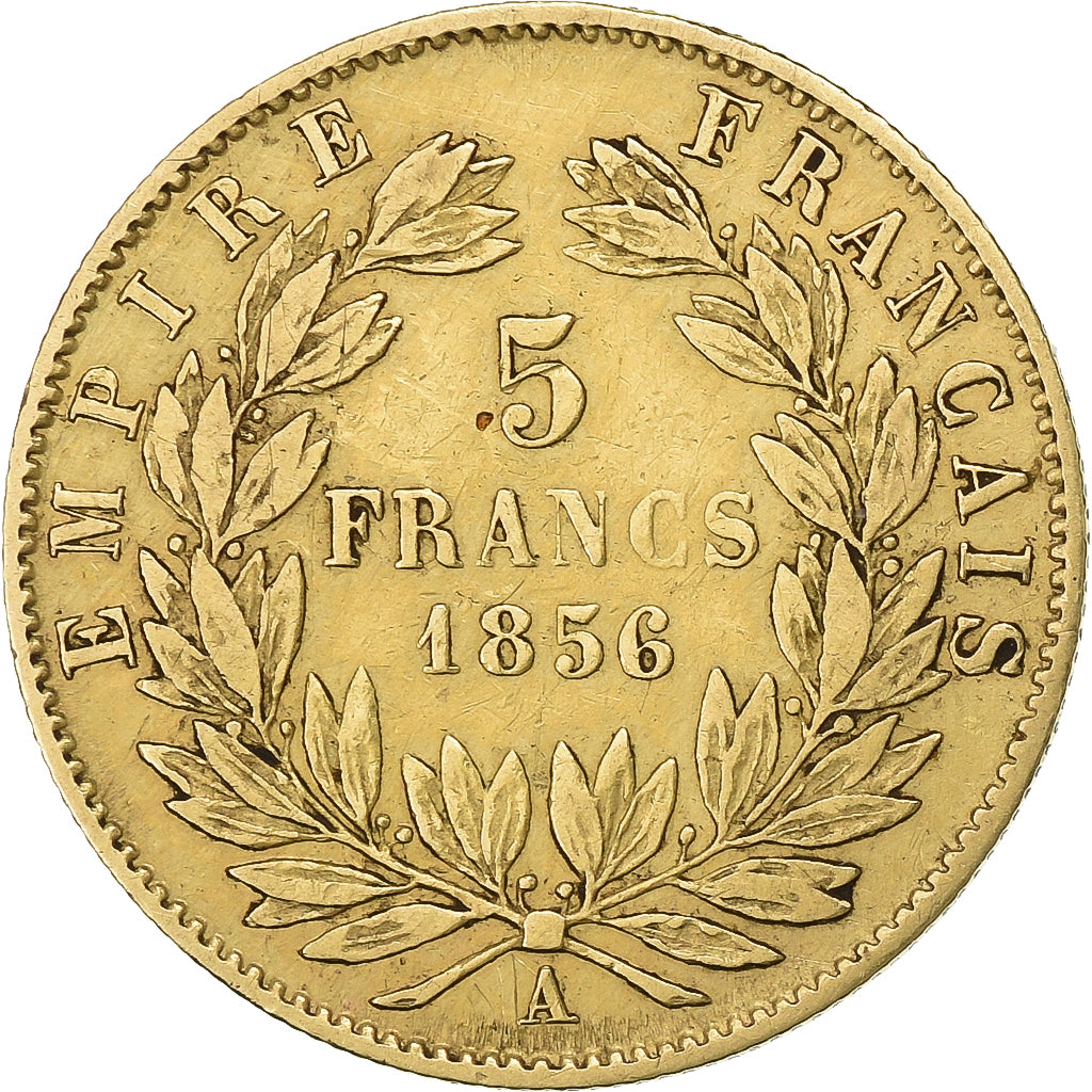 Francja, Napoleon III, 5 Francs, 1856, Paris, Złoto, VF(30-35), Gadoury:1001