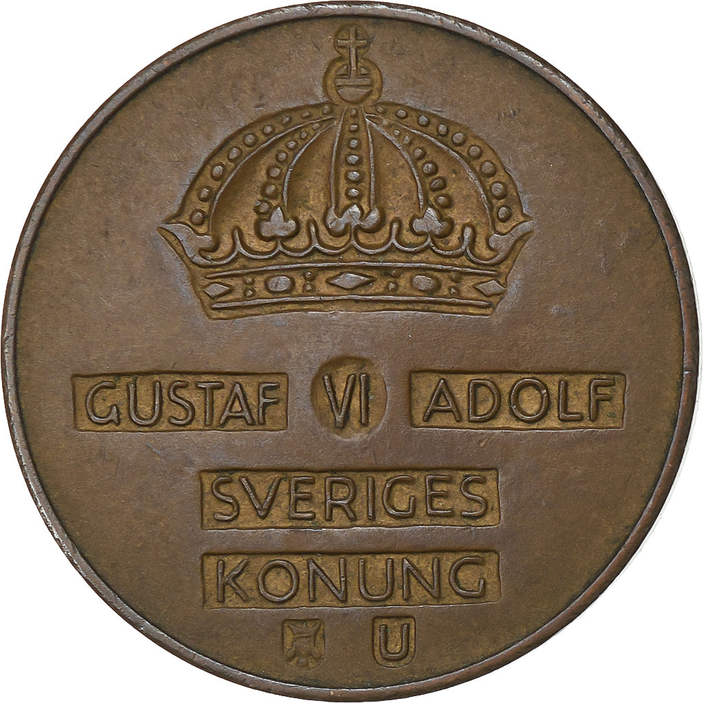 Svezia, Gustaf VI, 2 Öre, 1967, Bronzo, BB, KM:821