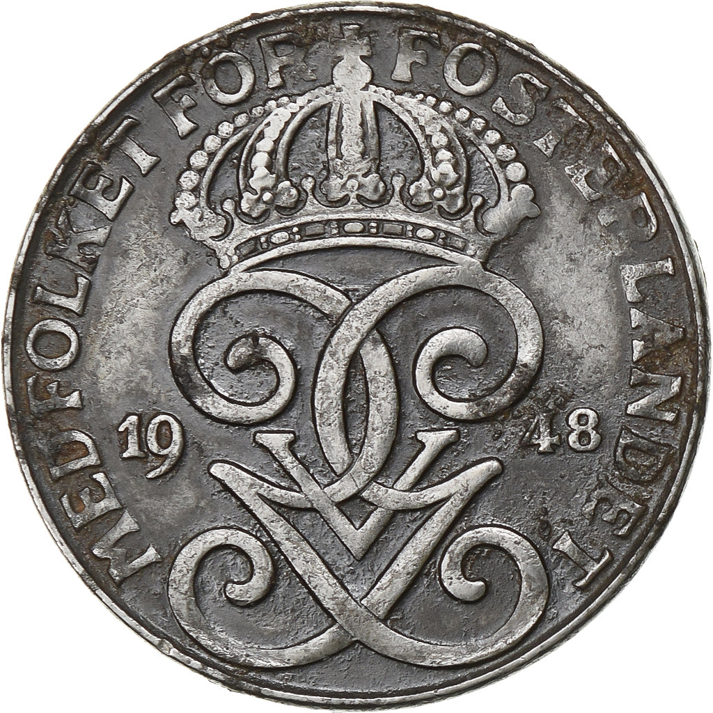 Sweden, Gustaf V, 2 Öre, 1948, Iron, EF(40-45), KM:811
