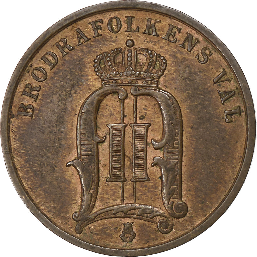 Svezia, Oscar II, 2 Öre, 1896, Bronzo, BB, KM:746