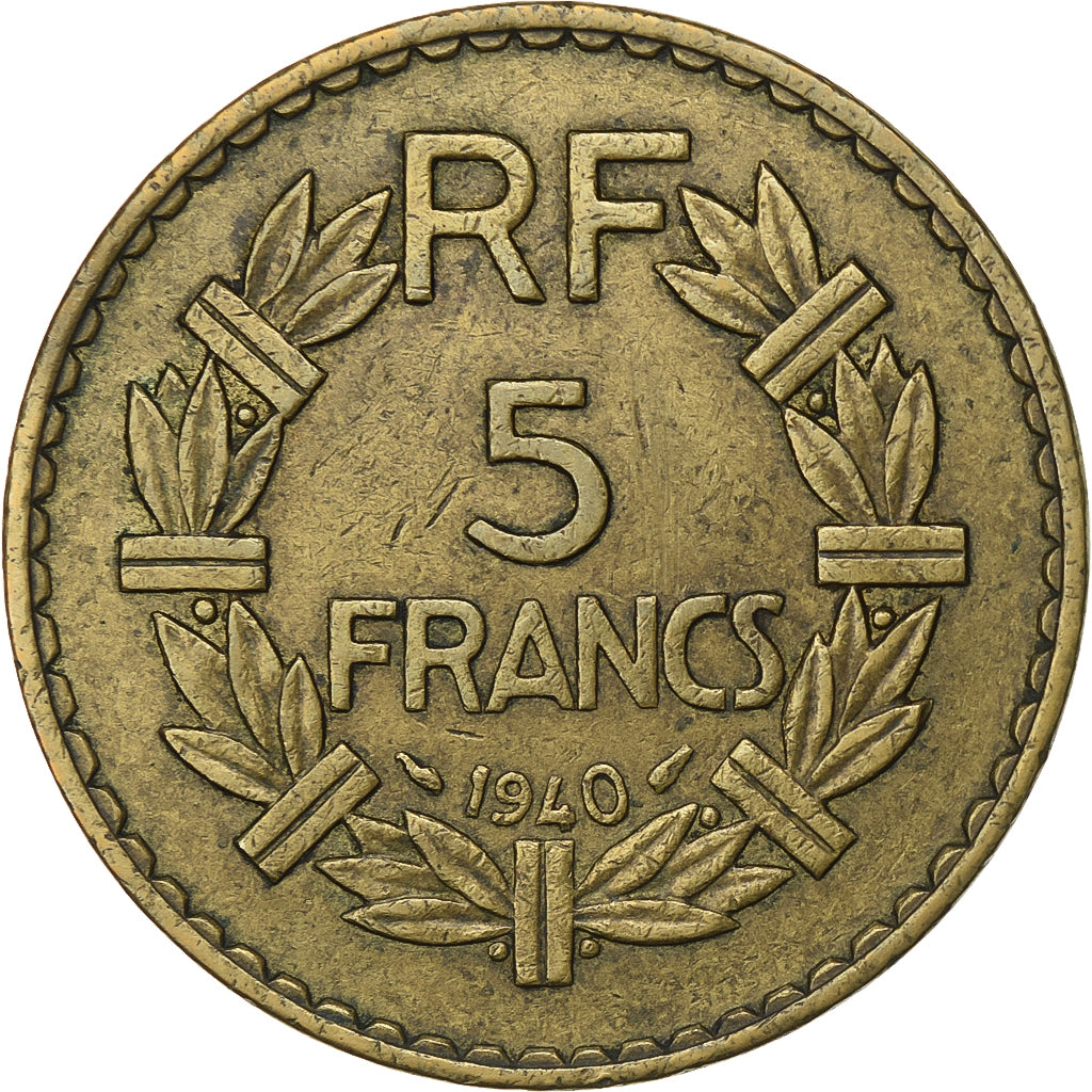 France, 5 Francs, Lavrillier, 1940, Paris, Aluminum-Bronze, AU(50-53)