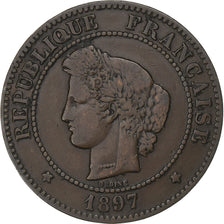 France, 5 Centimes, Cérès, 1897, Paris, Torche, Bronze, EF(40-45)