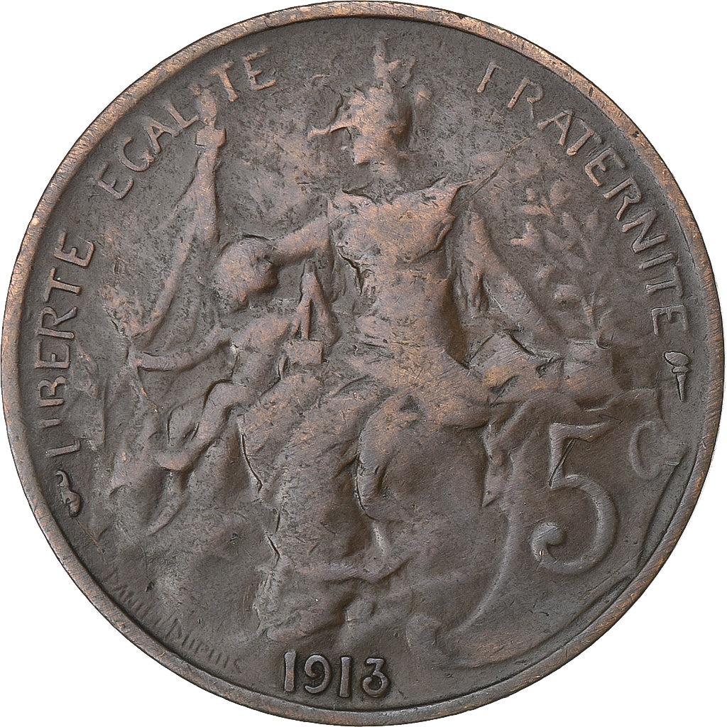 France, 5 Centimes, Dupuis, 1913, Paris, Bronze, EF(40-45), Gadoury:165, KM:842