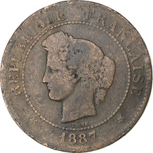 France, 5 Centimes, Cérès, 1887, Paris, Bronze, F(12-15), Gadoury:157a