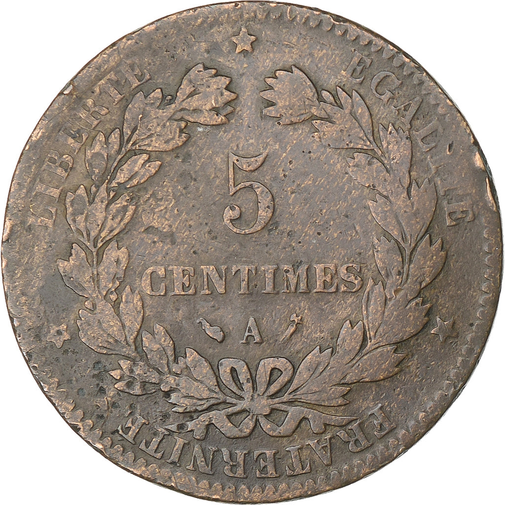 França, 5 Centimes, Cérès, 1887, Paris, Bronze, F(12-15), Gadoury:157a