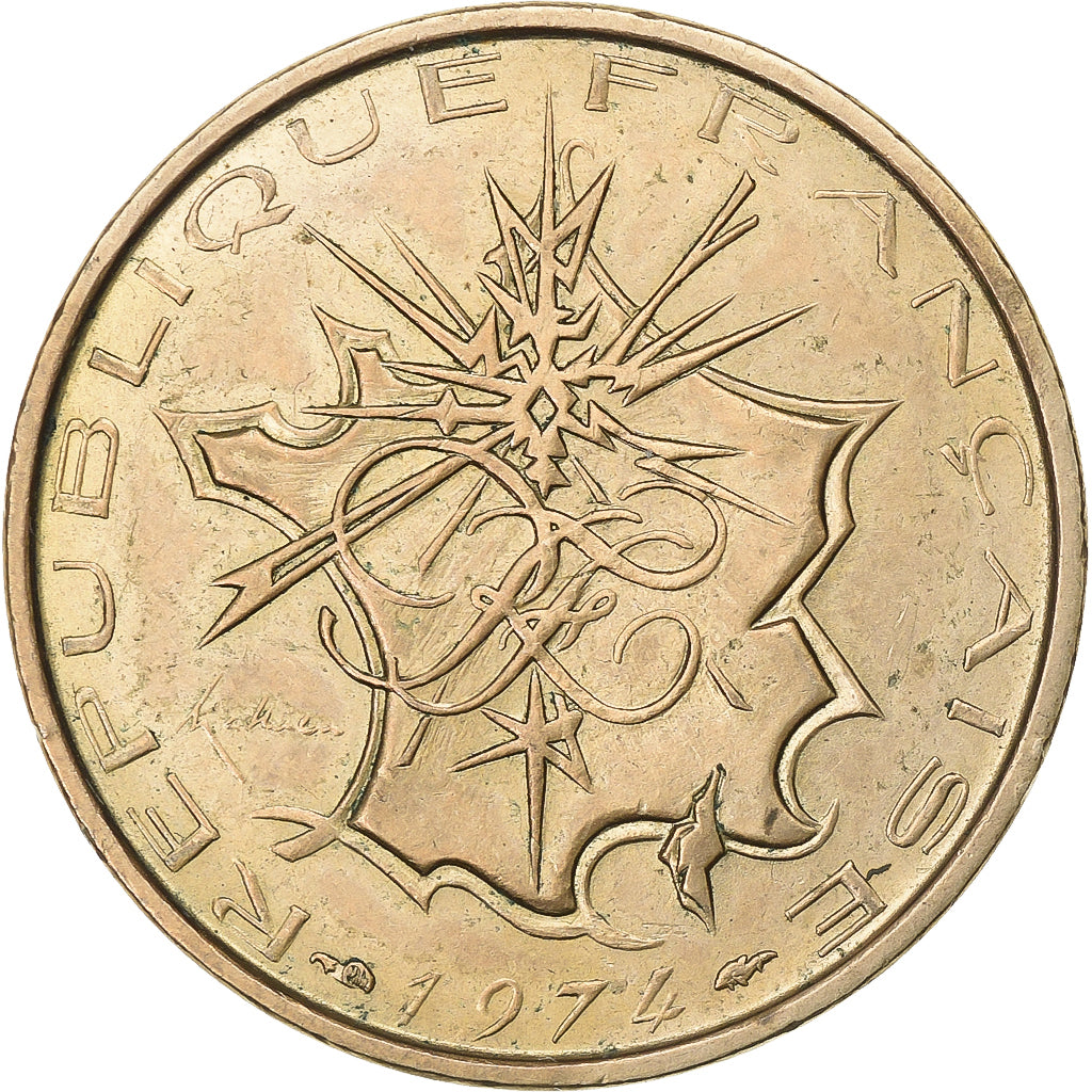 Frankreich, 10 Francs, Mathieu, 1974, Tranche B, Nickel-brass, SS+, Gadoury:814