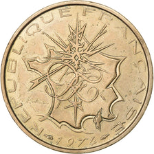 France, 10 Francs, Mathieu, 1974, Tranche B, Nickel-brass, AU(50-53)