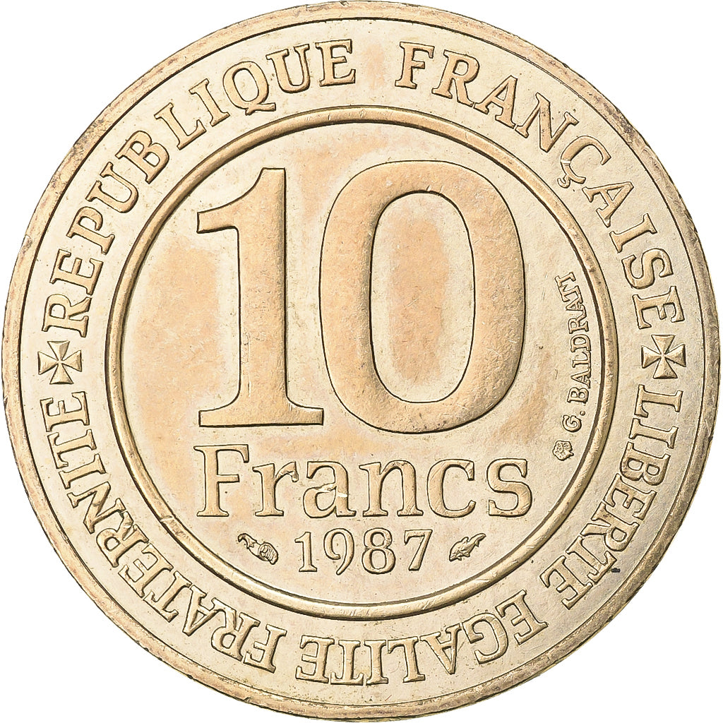 Francia, 10 Francs, 1987, Nichel-bronzo, SPL-, Gadoury:820, KM:961d