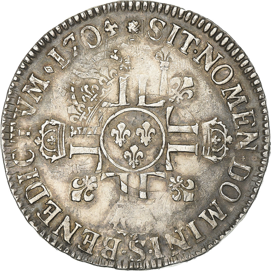 Frankreich, Louis XIV, Ecu aux 8 L 2e type, 1704, Reims, réformé, Silber, S+