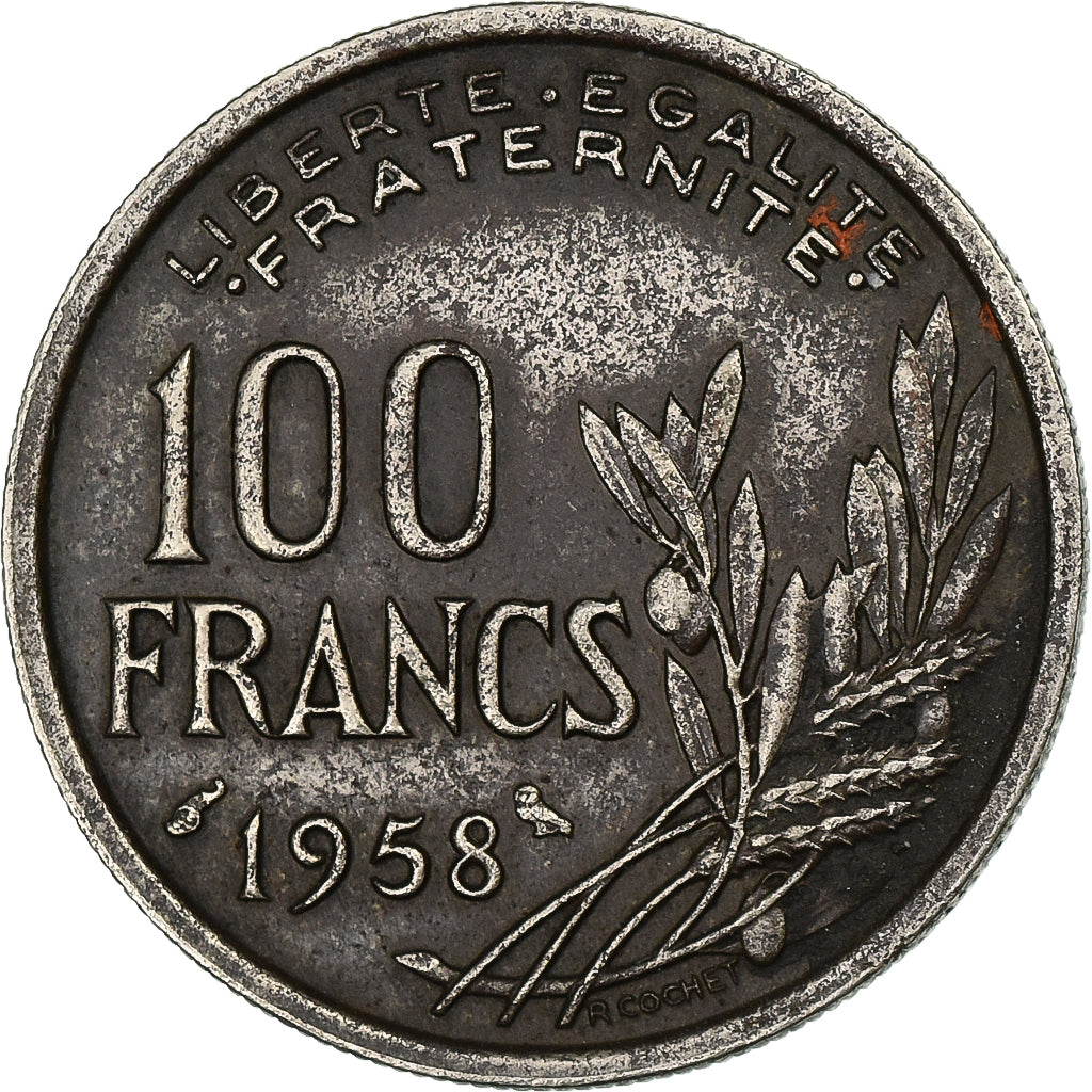 France, 100 Francs, Cochet, 1858, Paris, Chouette, Copper-nickel, VF(30-35)