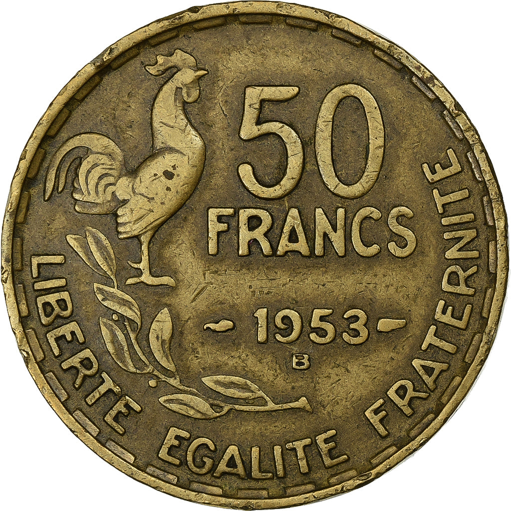 France, 50 Francs, Guiraud, 1953, Beaumont - Le Roger, Aluminum-Bronze