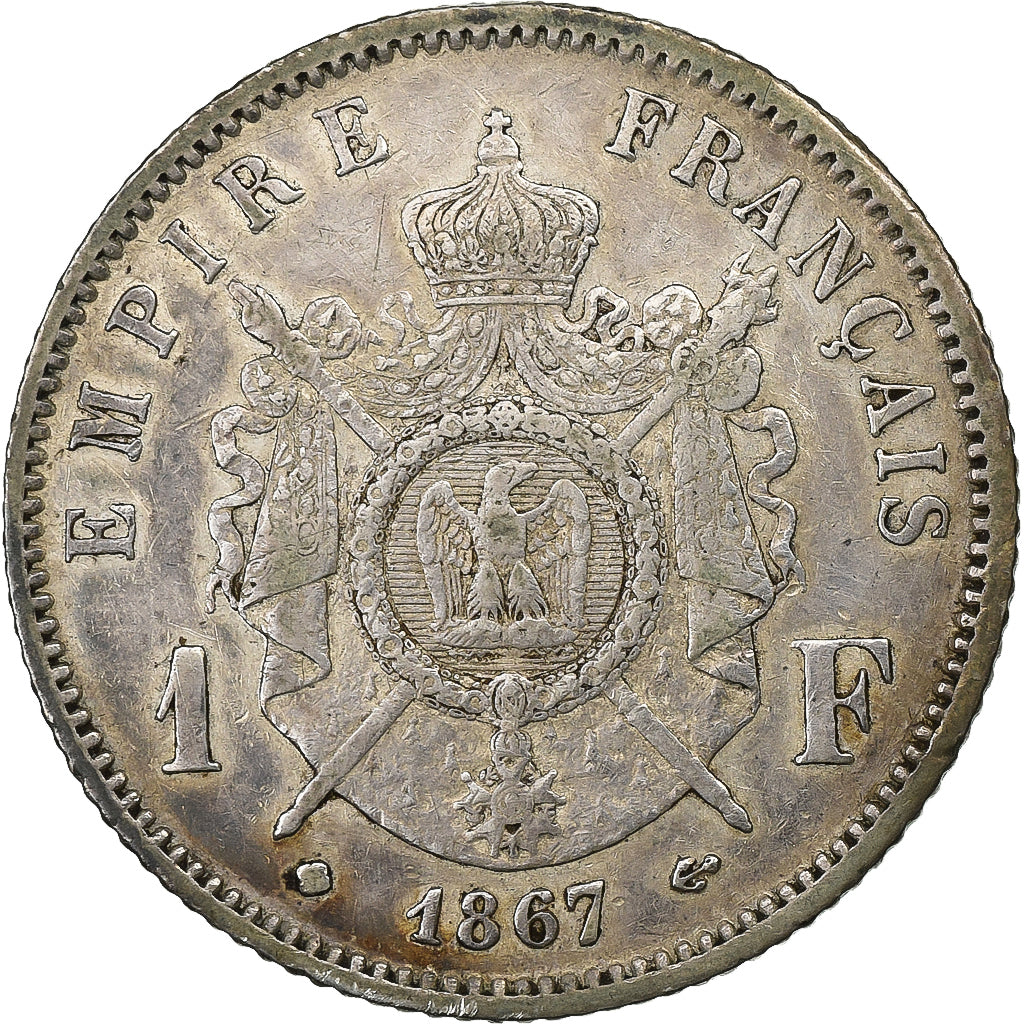 Francia, Napoleon III, Franc, 1867, Strasbourg, Petit BB, Argento, BB