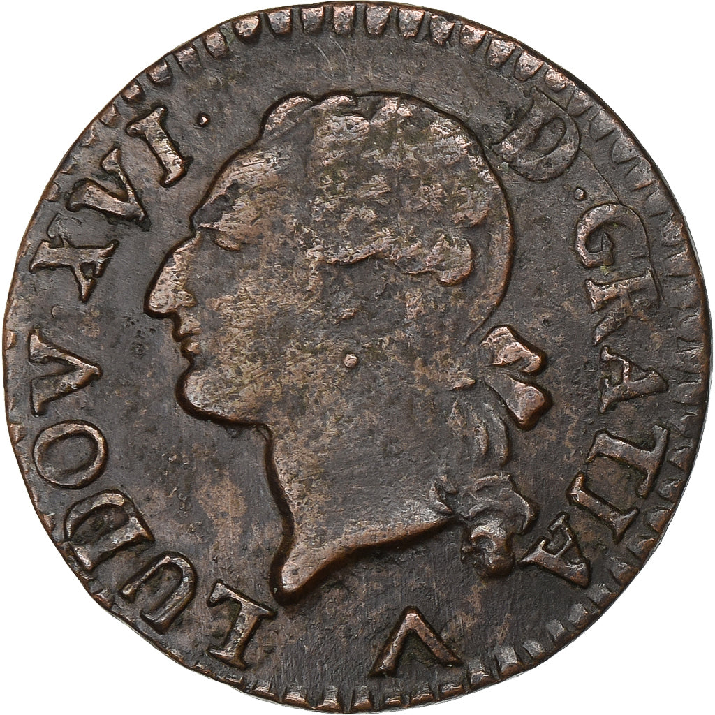 France, Louis XVI, Liard, Liard, 1783, Lille, Copper, AU(50-53), Gadoury:348
