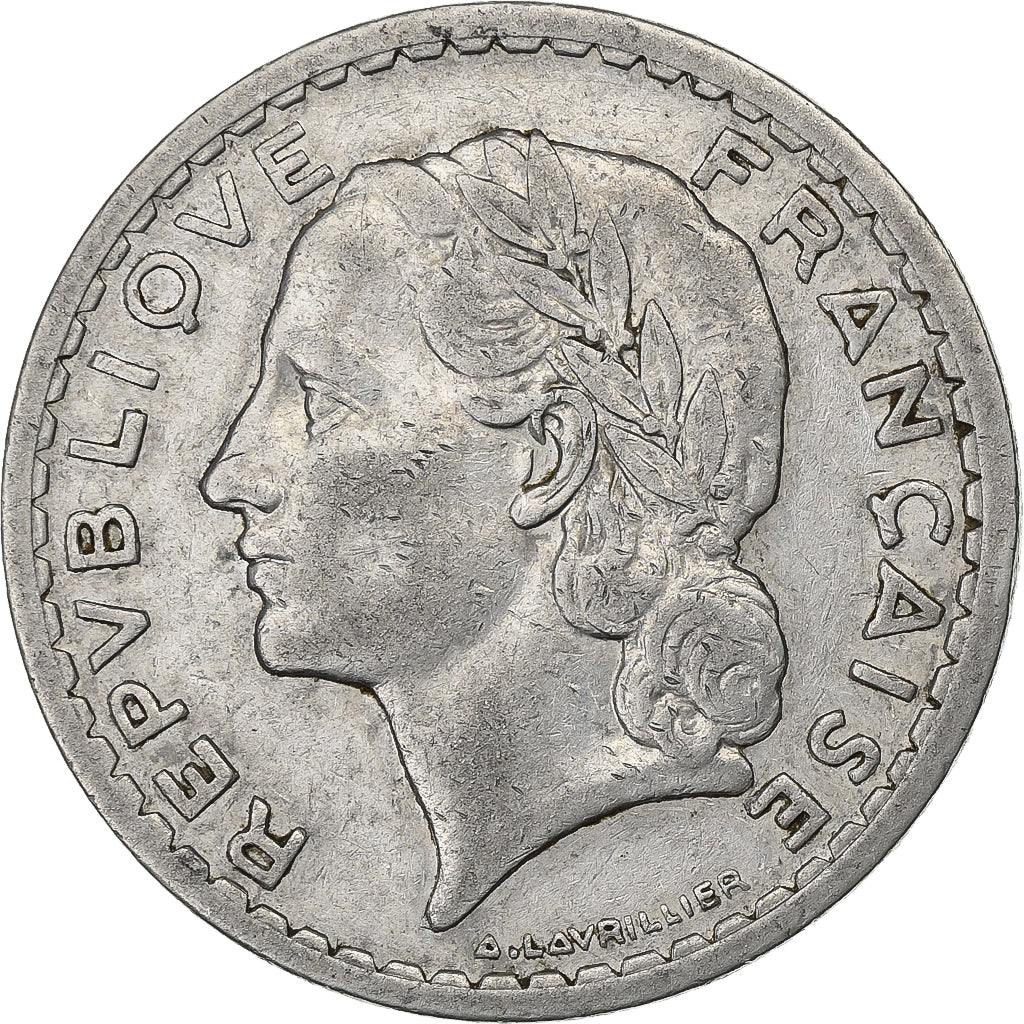 France, 5 Francs, Lavrillier, 1946, Castelsarrasin, Aluminum, EF(40-45)