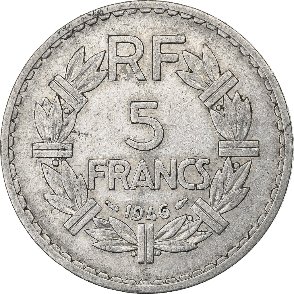 France, 5 Francs, Lavrillier, 1946, Castelsarrasin, Aluminum, EF(40-45)