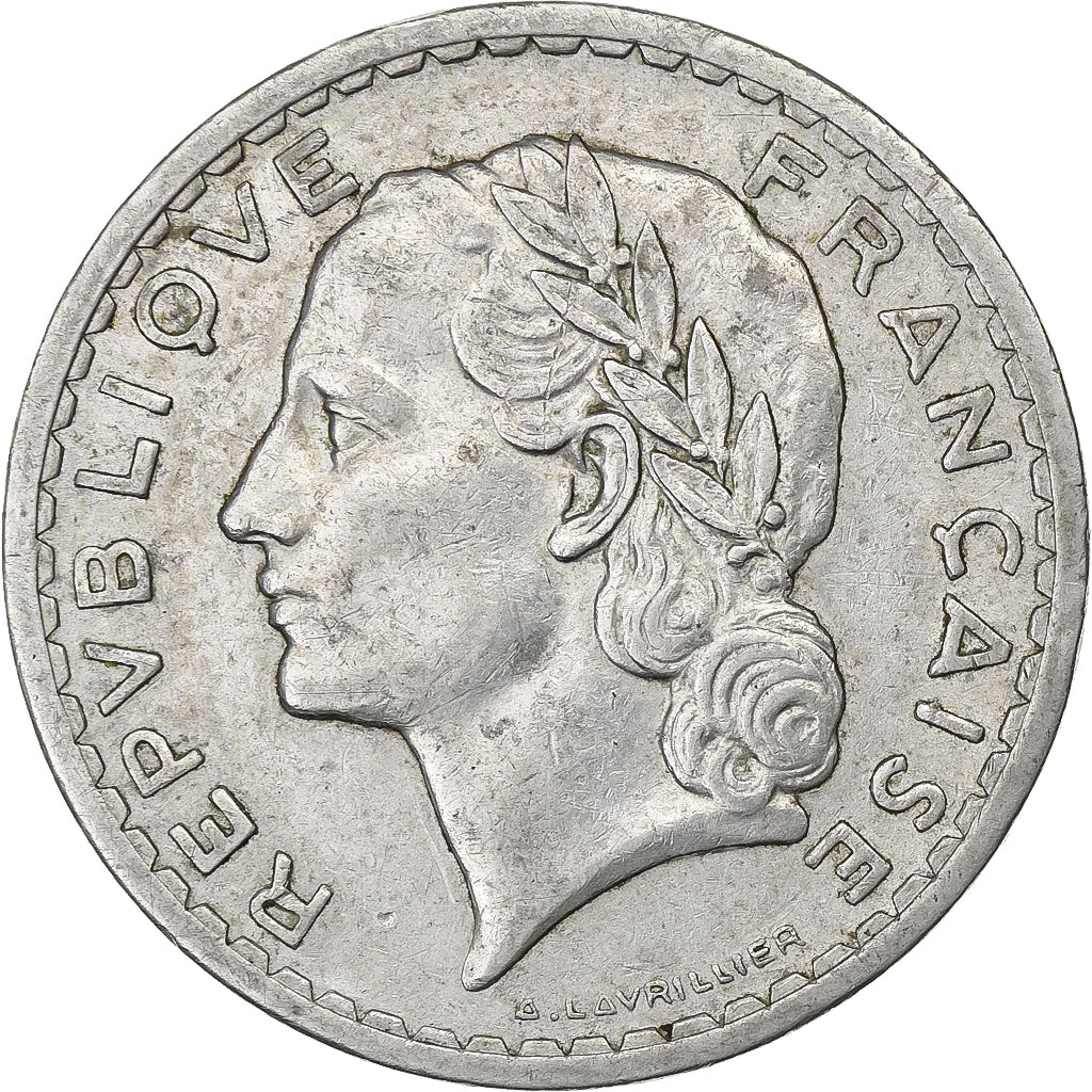 France, 5 Francs, Lavrillier, 1947, Paris, Aluminum, EF(40-45), Gadoury:766a
